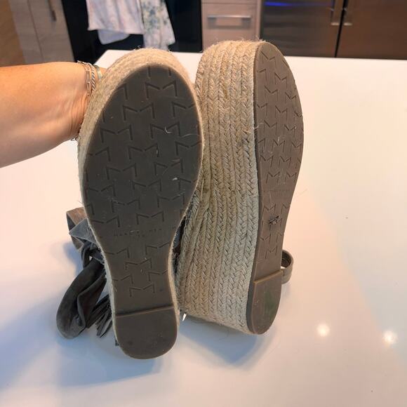 Marc Fisher Rebecca Leather Platform Espadrille Sandals Brown Size 8.5 - Picture 5 of 8